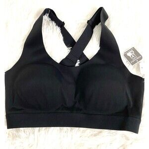 MTA Sport Bra Size S Black Crossback Exercise Activity Athletic Padded Pullover